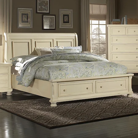 King Storage Bed with Sleigh Headboard